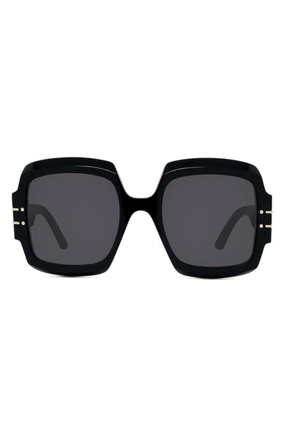 Shop Dior Signature 55mm Square Sunglasses In Shiny Black / Smoke