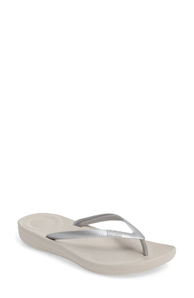 Shop Fitflop Iqushion Flip Flop In Metallic Silver