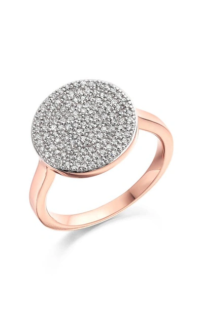 Shop Monica Vinader Ava Diamond Disc Ring (online Trunk Show) In Rose Gold
