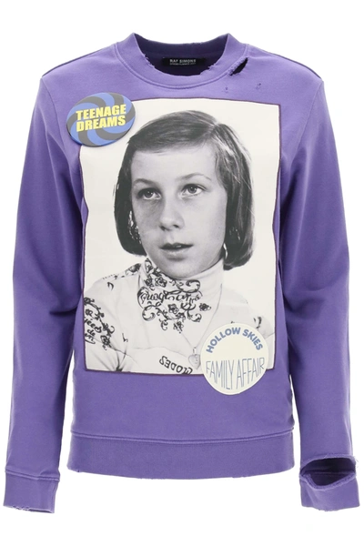 Raf Simons Photograph Print Sweatshirt In Purple,grey,black
