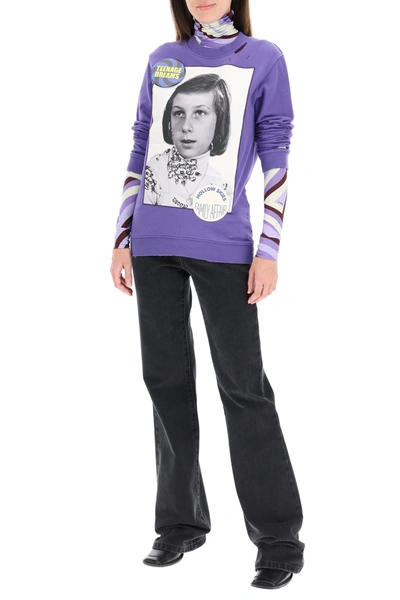 Raf Simons Photograph Print Sweatshirt In Purple,grey,black