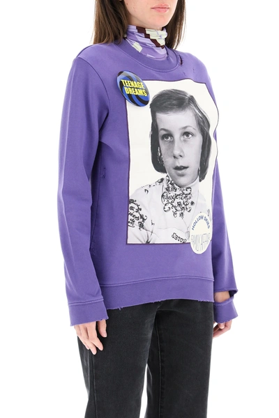 Raf Simons Photograph Print Sweatshirt In Purple,grey,black