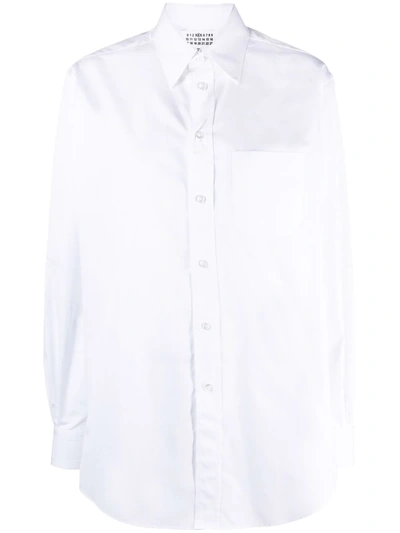 Shop Maison Margiela Long-sleeve Plain Organic Cotton Shirt In White