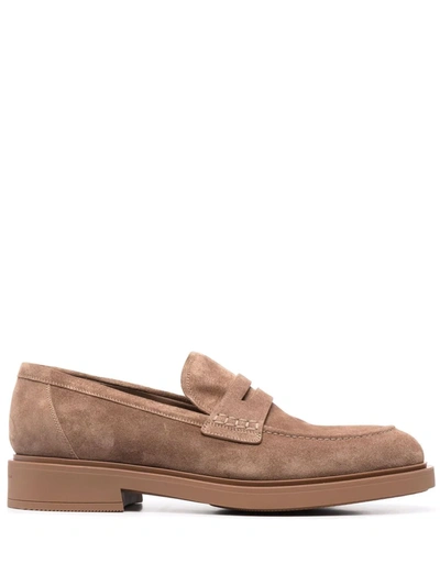 Shop Gianvito Rossi Harris Penny-slot Loafers In Brown