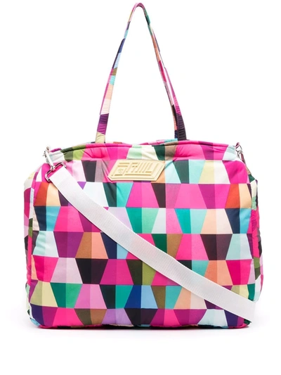 Shop Formy Studio Geometric-print Luggage Bag In 粉色