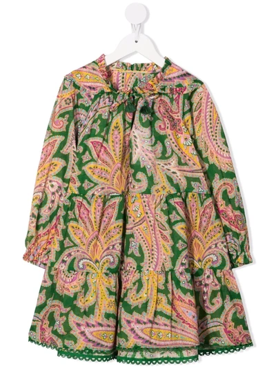 Shop Zimmermann Paisley-print Smock Dress In 绿色