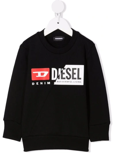 Diesel Long-sleeved Logo Print Jumper In 黑色