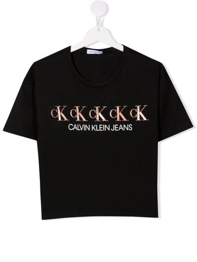 Shop Calvin Klein Logo-print T-shirt In 黑色