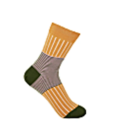 Peper Harow - Made In England Mustard & Scarlet Oxford Stripe Women's Socks 2 Pack In Women's