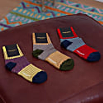 Peper Harow - Made In England Mustard & Scarlet Oxford Stripe Women's Socks 2 Pack In Women's