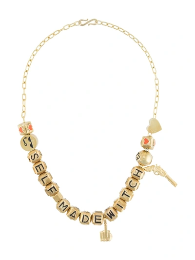 Shop Natasha Zinko Witch Charm Necklace In Gold