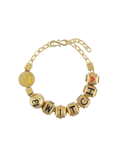 Shop Natasha Zinko Witch Charm Bracelet In Gold