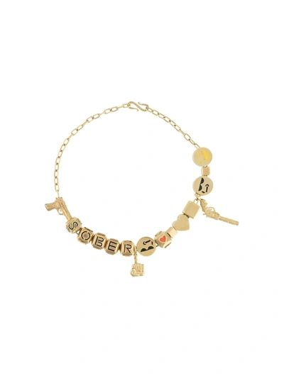 Shop Natasha Zinko Sober Charm Necklace In Gold