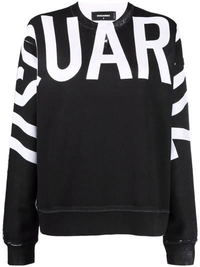 Shop Dsquared2 Logo-print Cotton Sweatshirt In Schwarz