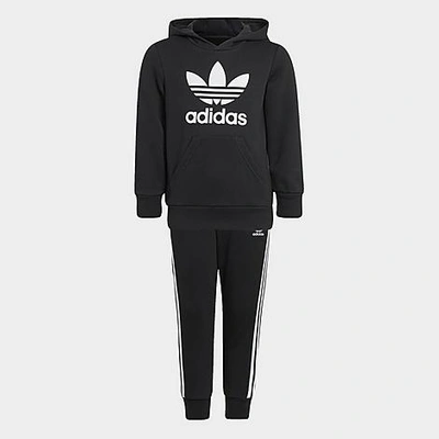Shop Adidas Originals Adidas Little Kids' Originals Trefoil Pullover Hoodie And Jogger Pants Set In Black