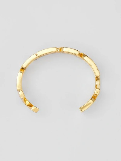 Shop Burberry Gold-plated Logo Cuff In Light Gold