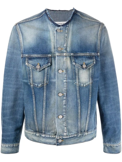 Shop Maison Margiela Round-neck Denim Jacket In Blau