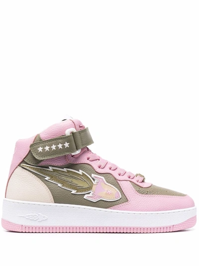 Shop Enterprise Japan Ej Rocket Mid-high Lace-up Sneakers In Rosa