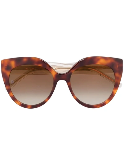 Shop Elie Saab Cat Eye Sunglasses In Braun
