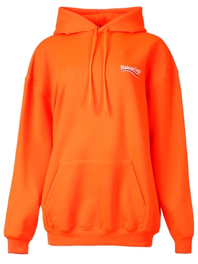 Shop Balenciaga Logo Graphic Hoodie Fluorescent Orange