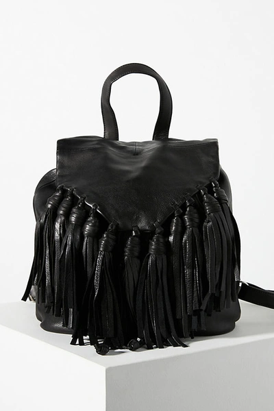 Shop Day & Mood Fringed Leather Backpack In Black