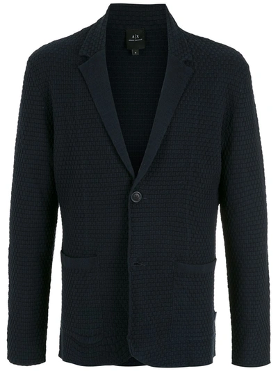 Shop Armani Exchange Knitted Blazer Jacket In Blue