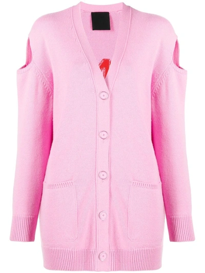 Shop Givenchy Logo-intarsia Cut-out Cardigan In Rosa