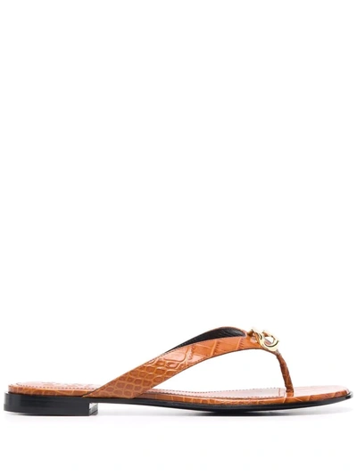 Givenchy G Chain Flat Sandals In Braun