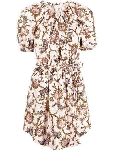 Shop A.l.c Floral-print Tie-fastening Midi Dress In Violett