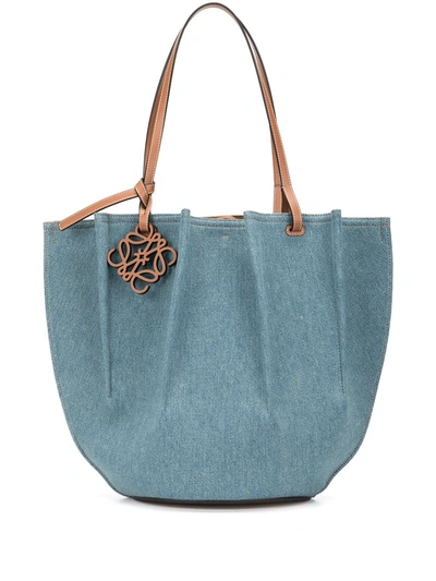 Shop Loewe Shell Tote Bag In Blau