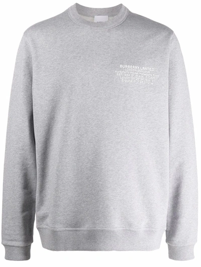 Shop Burberry Logo-print Cotton Sweatshirt In Grau