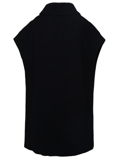 Shop Versace Black Wool Poncho