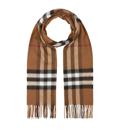 Shop Burberry Cashmere Classic Check Scarf In Brown