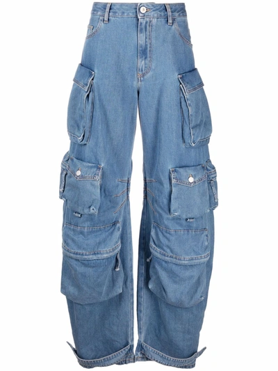 Shop Attico Fern Cargo Jeans In 蓝色