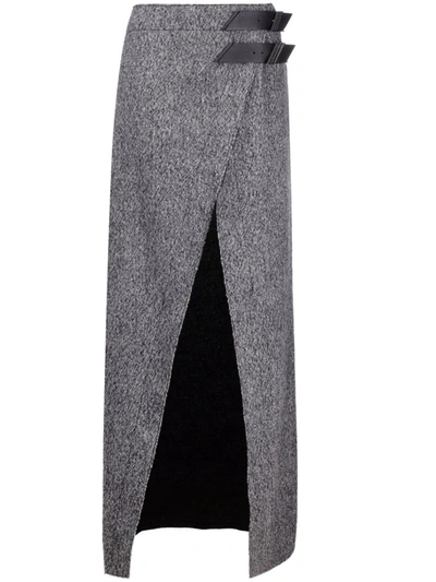 Shop Attico Virgin Wool Wrap Skirt In 灰色