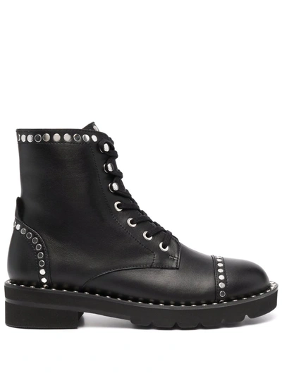 Stuart Weitzman Mila Lift Stud-embellished Boots In 黑色