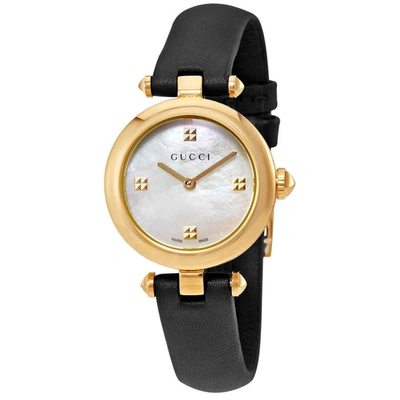 Shop Gucci Diamantissima Mother Of Pearl Dial Ladies Watch Ya141505 In Black / Gold Tone / Mop / Mother Of Pearl / Yellow