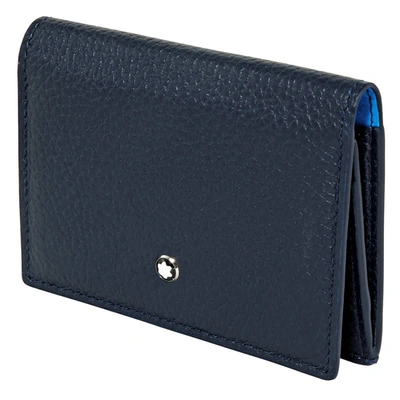 Shop Montblanc Meisterstuck Soft Grain My Office Business Mens Card Case 124134 In Blue