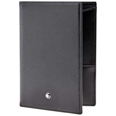 Shop Montblanc Meisterstuck International Passport Holder In Glossy Black Leather 35285