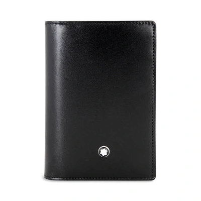 Shop Montblanc Business Card Gusset Leather Wallet In Black