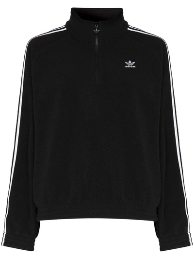 Shop Adidas Originals Half-zip Track Fleece Jacket In Schwarz