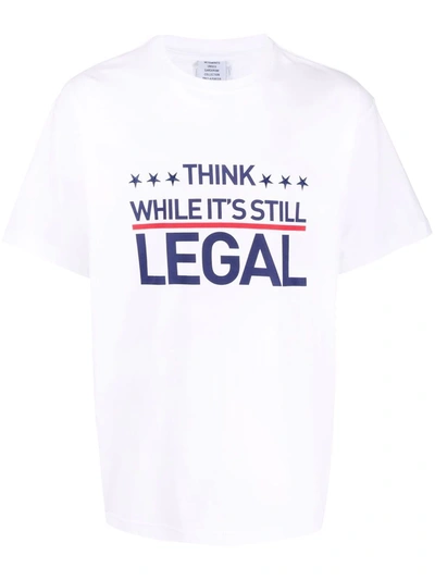 Shop Vetements Slogan-print Cotton T-shirt In Weiss