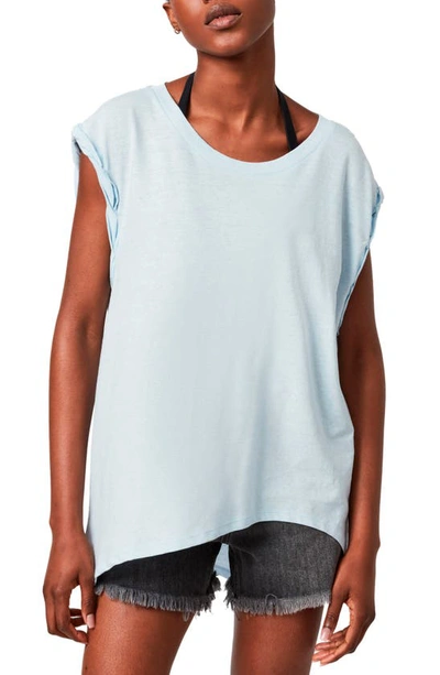 Shop Allsaints Sanza Cotton & Linen T-shirt In Air Blue
