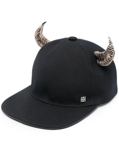 Shop Givenchy Horn-detail Canvas Cap In Black