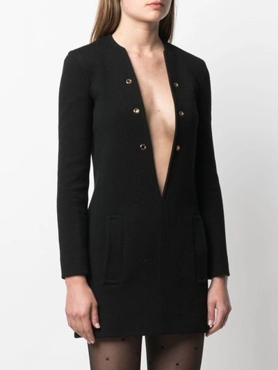 Shop Saint Laurent V-necked Silk Dress In Black