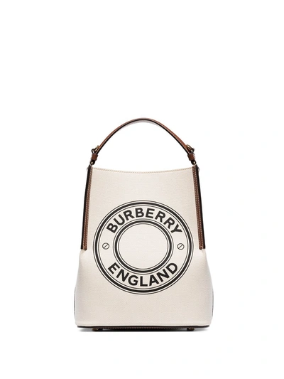 Shop Burberry Peggy Small Cotton Bucket Bag In Beige