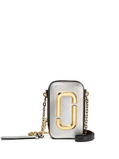 Shop Marc Jacobs The Hot Shot Leather Mini Bag In Silver