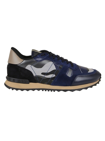 Shop Valentino Garavani Men's Blue Leather Sneakers