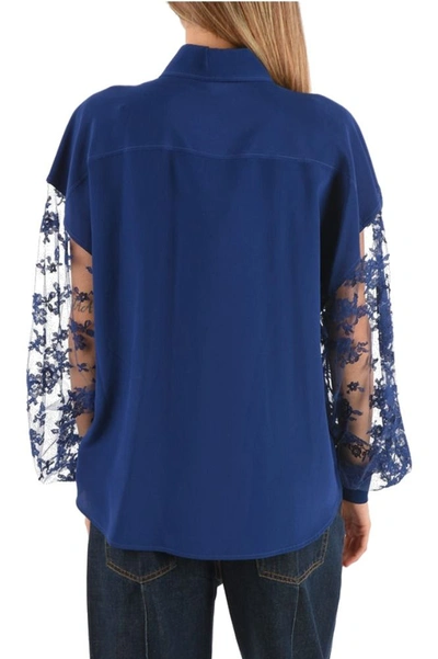 Shop Givenchy Women's Blue Silk Blouse