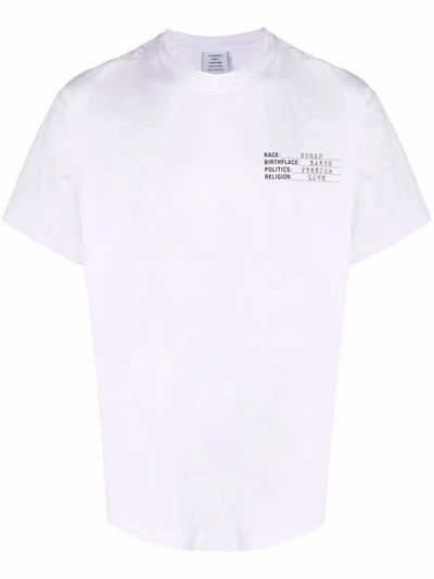 Shop Vetements Men's White Cotton T-shirt